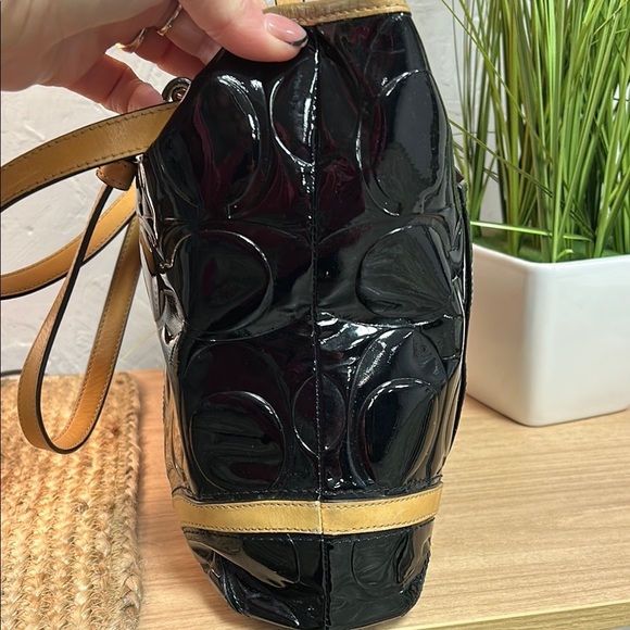 Coach Black and Tan Tote with Signature Monogram - Picture 4 of 13